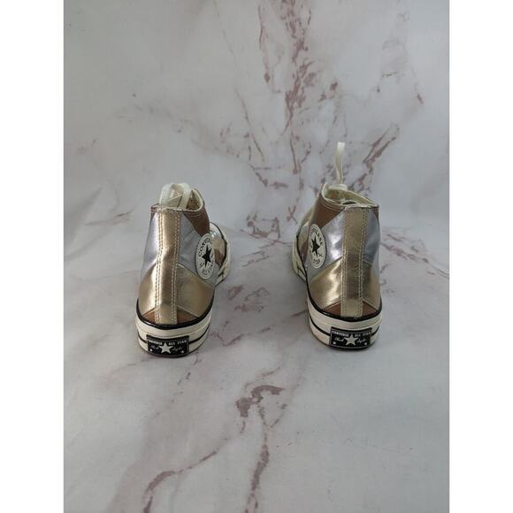 Converse High Tops Womens US 9 UK 7 Metallic Stripe Sneaker Shoes Silver Copper - Picture 3 of 13